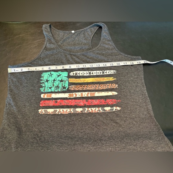 Women's Black Graphic Flag Tank Top size L - Picture 10 of 11